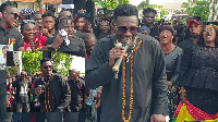 Asamoah Gyan performing at Atsu's funeral