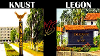 Signages of KNUST and UG Legon