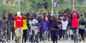 The protesters chanted “Ruto must go” in Kitengela in southern Nairobi