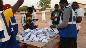 Vote counting at a polling station