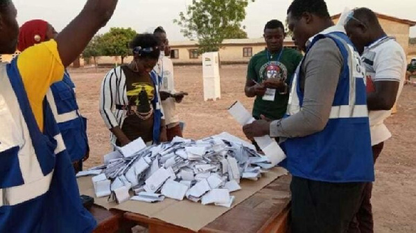 Vote counting at a polling station