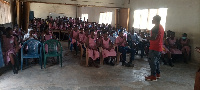 Prophet Abraham Nadutey Nyaunu, speaking to some students in Krobo Girls