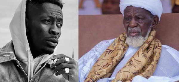 Acclaimed dance hall king Shatta Wale(L) and The National Chief Imam, Sheikh Osman Nuhu(R)