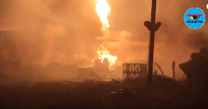 A massive mushrooming fireball engulfed lit up the sky after the explosion at Atomic Junction