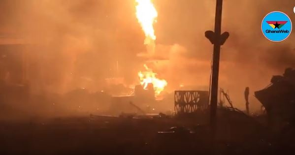 A massive mushrooming fireball engulfed lit up the sky after the explosion at Atomic Junction