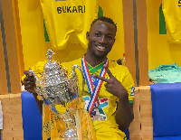 Bukari poses with the French Cup