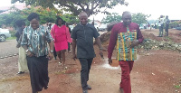 Francis Adomako, Ashanti regional organizer for the NPP touring Kumasi High School during BECE