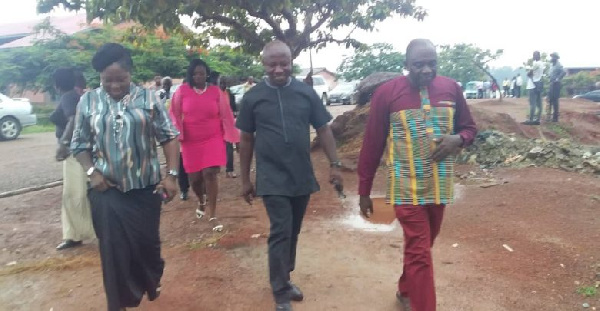 Francis Adomako, Ashanti regional organizer for the NPP touring Kumasi High School during BECE