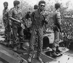 Jerry John Rawlings (in glasses) was the leader of the AFRC Junta