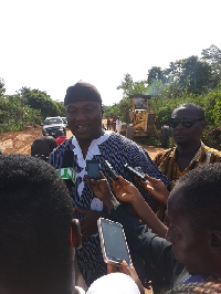 Dr. Nana Ayew Afriyie speaking to journalists on site