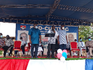 National Chairman of the New Patriotic Party,  Freddie Blay speaking at the  sod-cutting ceremony