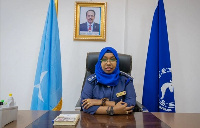 Somali Deputy Police Commissioner Zakia Hussen sits in her office in the capital Mogadishu