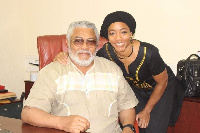 Dr. Zanetor Agyeman-Rawlings with her dad JJ Rawlings