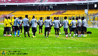 Players praying before the training session