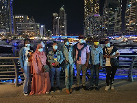 A group photo before the Marina Dhow Cruise dinner