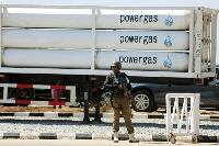 A police officer stands guard in Abuja in central Nigeria