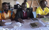 POWAG President (middle) addressing the media, flanked by the executives