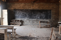 A picture of a dilapidated classroom in the Huntaado community