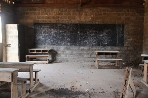 A picture of a dilapidated classroom in the Huntaado community