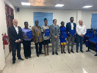 The beneficiaries in a pose with members of the Lebanese Embassy and community in Ghana