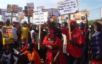 The protest follows the closure of Accra-based Radio XYZ, Radio Gold and other media houses