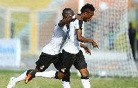 Samuel Tetteh celebrates his debut goal.