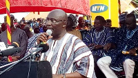 Vice President Dr Mahamudu Bawumia addressing celebrants at the Kobine Festival in Lawra