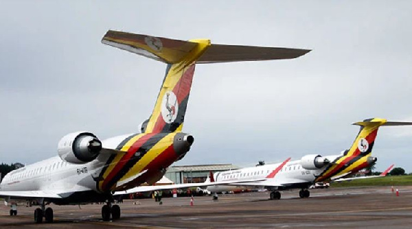 CRJ900 bombardier jets for Uganda Airlines at the Entebbe International Airport,MORGAN MBABAZI | NM