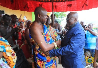 President Akufo-Addo exchanging pleasantries with Barima Sarfo Tweneboah Koduah