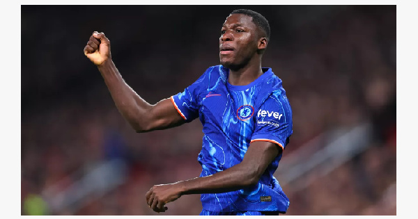 Moises Caicedo of Chelsea celebrates after scoring a goal