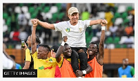 Benin coach Gernot Rohr was carried onto the pitch by his players after their famous win over Nigeri