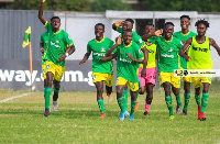 Aduana Stars players celebrating