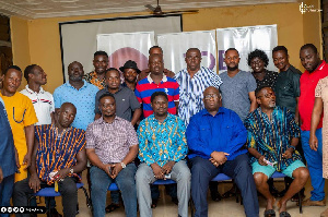 Joe Ghartey with the Ahafo Region NPP members and executives