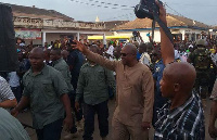 Prez. John Mahama waving to the crowd