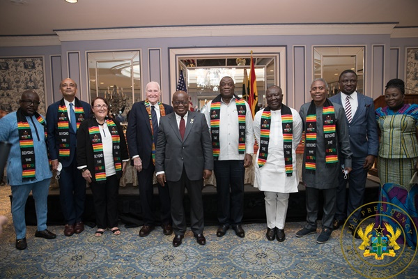 President Akufo-Addo and some of his appointees and their counterparts from the US in a photo