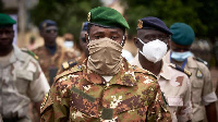 Mali junta leader Colonel Assimi Goita (centre) in Bamako