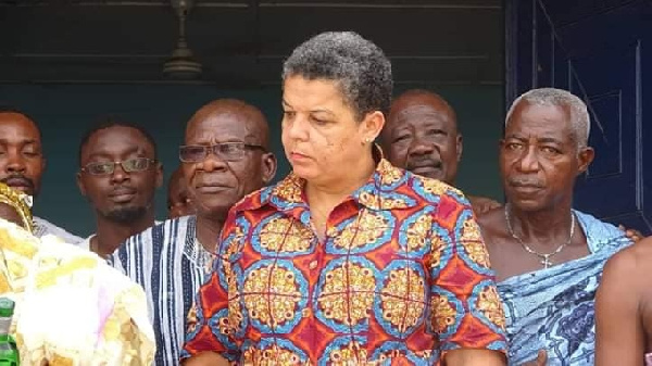 Gizella Tetteh-Agbotui with the traditional leaders of Awutu traditional council