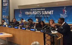 Lawyer Sosu speaking at the annual Human Rights Summit in New York