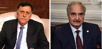 Tripoli-based Prime Minister Fayez al-Serraj (left) and General Khalifa Haftar (right) are joining t