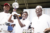 Francisca Nyarko (middle) lifts trophy