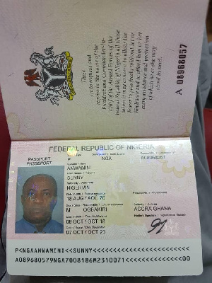 Passport of the suspect