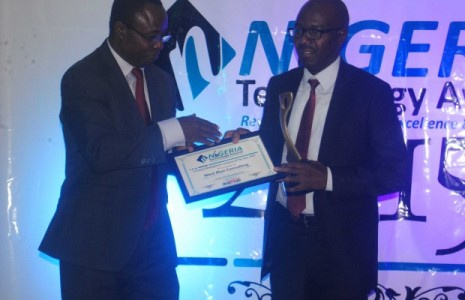 Bashir Kabir (right) Country Manager of West Blue, Nigeria taking the award