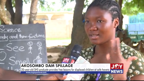 20-year-old Gertrude who is offering free education to displaced children at St Kizito Camp