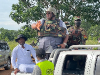 Henry Quartey leading the demolishing exercise