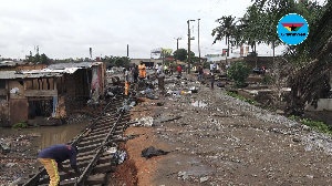 Portions of the rail line was washed from its original position to a nearby location