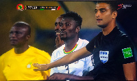 Ghana striker Asamoah Gyan was introduced into the game with 13 minutes to end regulation time