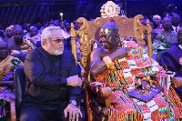 Former President Rawlings (left) and Otumfuo Osei Tutu II