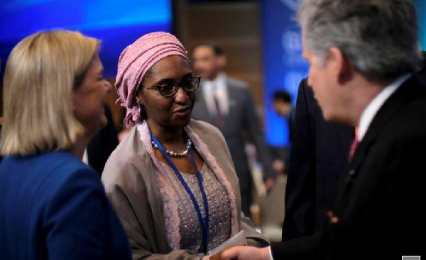 Nigerian Finance Minister Zainab Ahmed attends the IMF and World Bank's 2019 Annual Spring Meetings