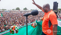 Former President John Dramani Mahama addressing NDC supporters