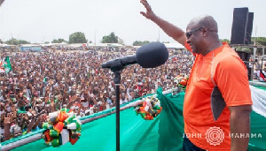 Former President Mahama addressing the NDC supporters after the walk